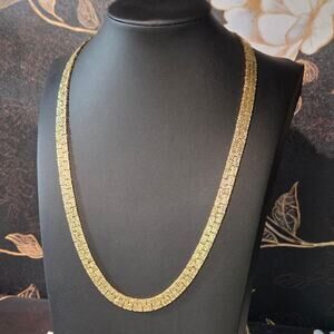 Vintage 1990s Gold Plated Textured Nugget Link Necklace 19.5"  Gorgeous Chain